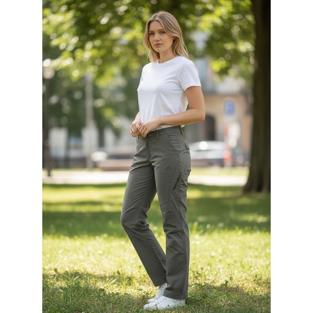 McKINLEY Cargo Outdoor Hiking Pants Women L Green Ankle Zip Stretch Camp Utility